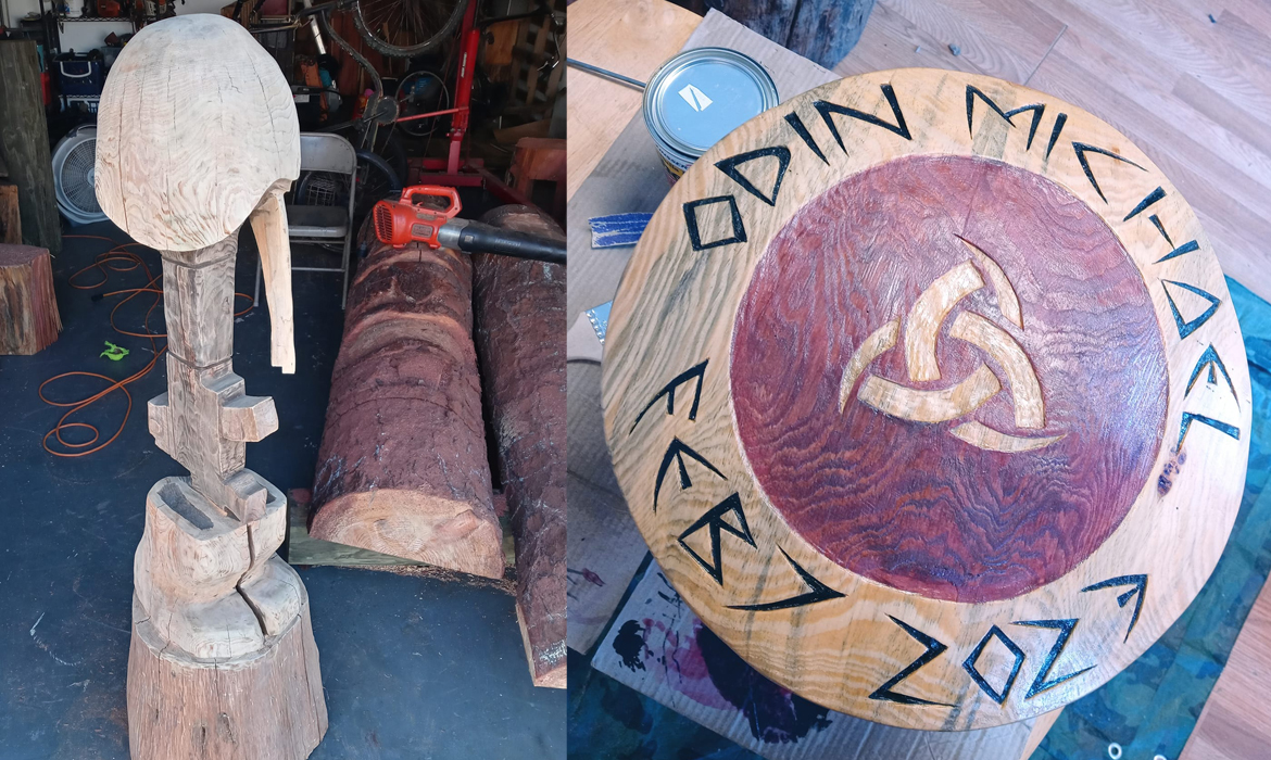 Battle Cross Carving and Odin's Shield
