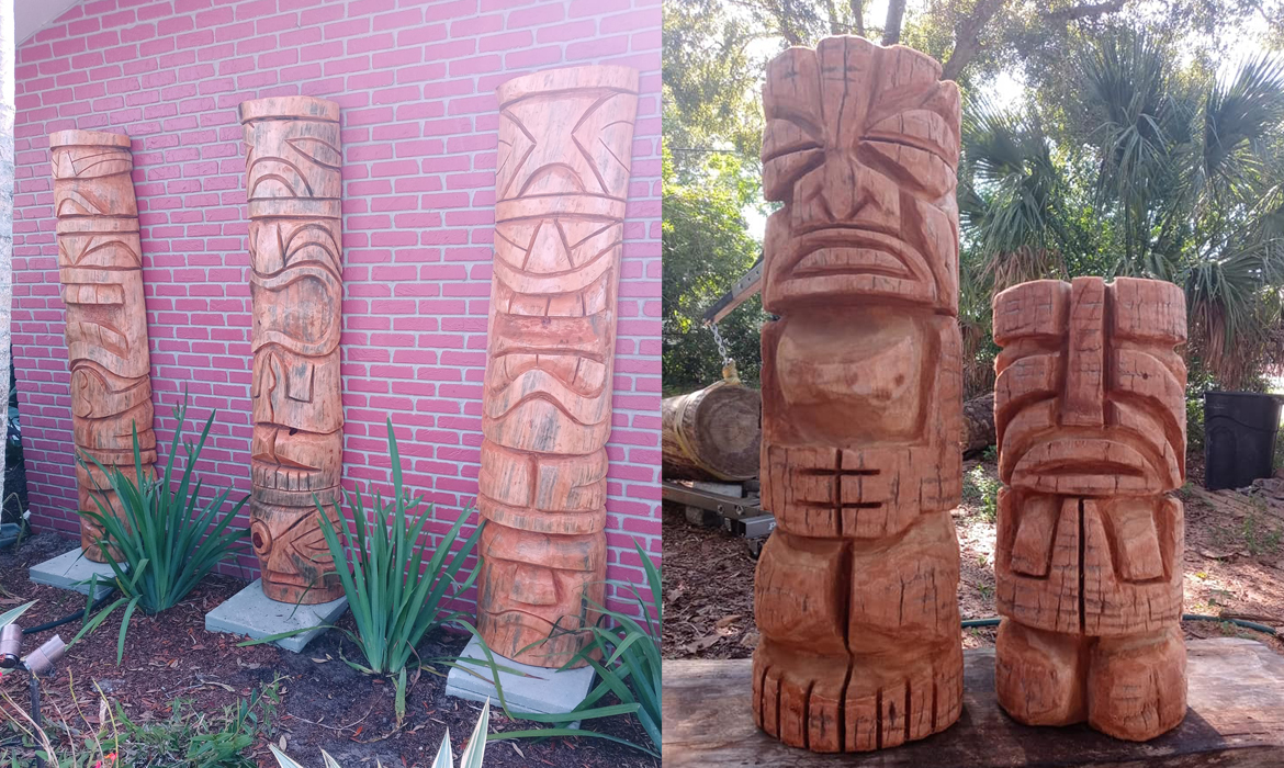 Chainsaw Carved Tikis and Totems